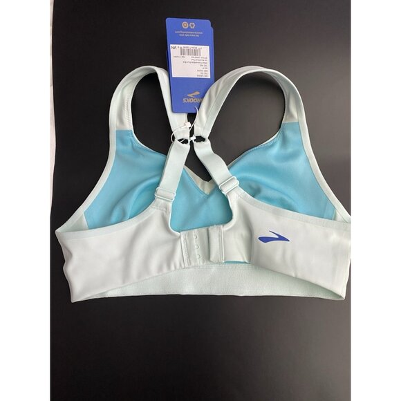 Brooks 32C Drive Convertible Run Blue Vivid Teal Sports Bra Wicking Compression - Picture 3 of 10